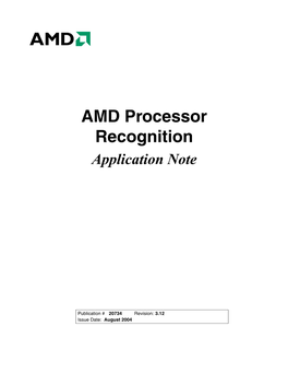 AMD Processor Recognition Application Note