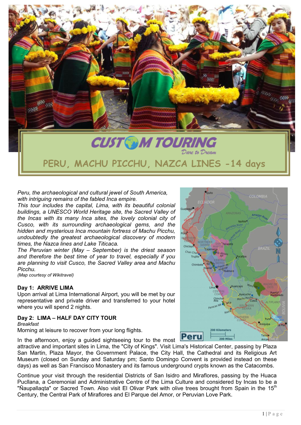 PERU, MACHU PICCHU, NAZCA LINES -14 Days