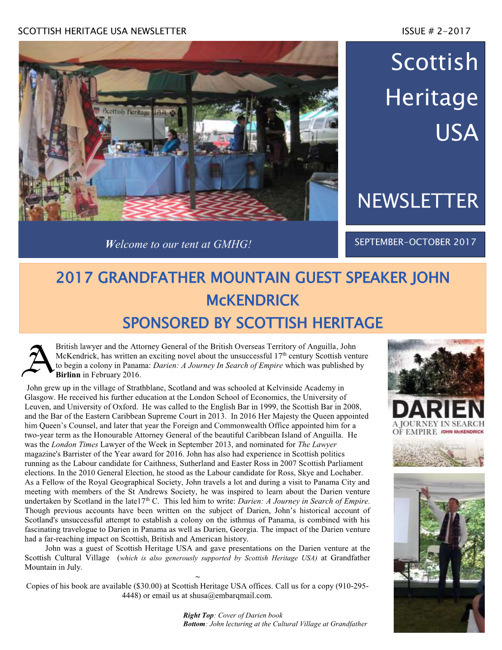 Scottish Heritage Usa Newsletter Issue # 2-2017