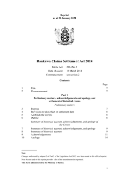 Raukawa Claims Settlement Act 2014
