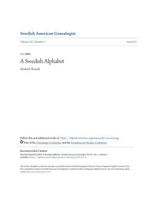 A Swedish Alphabet Elisabeth Thorsell