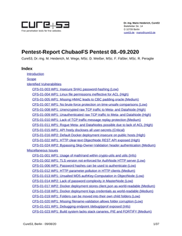 Pentest-Report Chubaofs Pentest 08.-09.2020 Cure53, Dr.-Ing