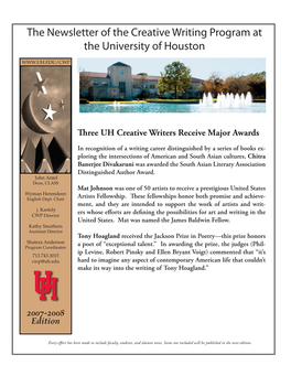 The Newsletter of the Creative Writing Program at the University of Houston