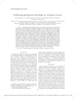 Synthesizing Phylogenetic Knowledge for Ecological Research