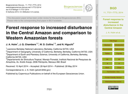 Forest Response to Increased Disturbance in the Central Amazon