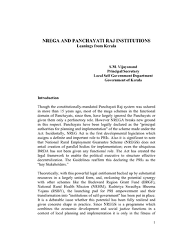 NREGA and PANCHAYATI RAJ INSTITUTIONS Leanings from Kerala