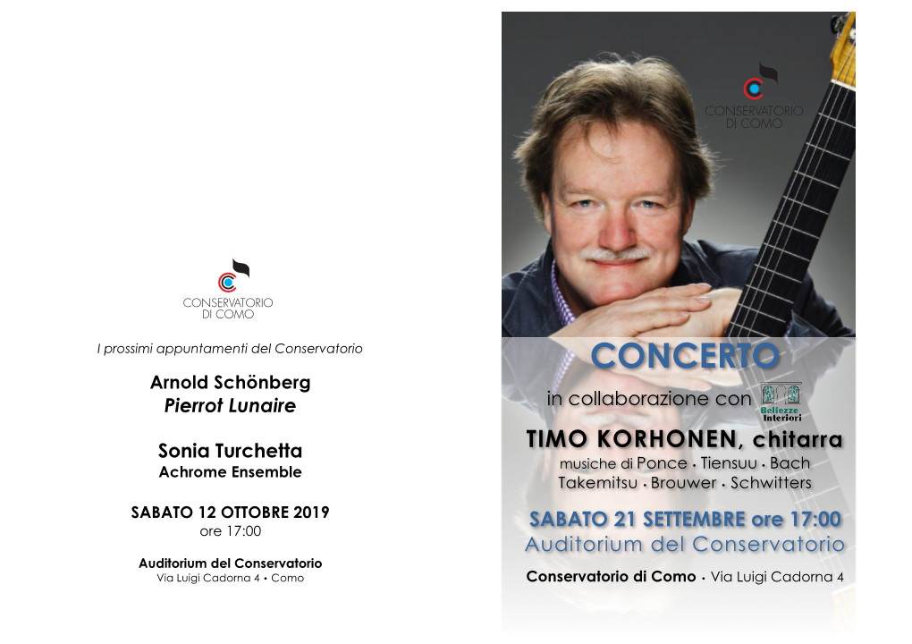 CONCERTO Arnold Schönberg Pierrot Lunaire in Collaborazione Con