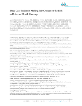 Three Case Studies in Making Fair Choices on the Path to Universal Health Coverage