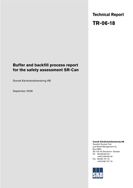 Buffer and Backfill Process Report for the Safety Assessment SR-Can Technical Report TR-06-18