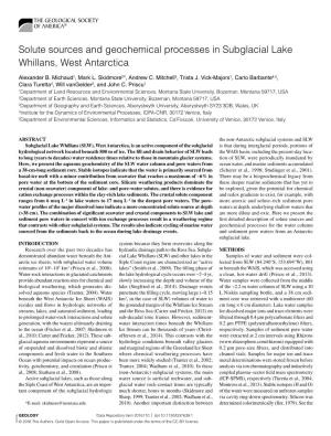 Solute Sources and Geochemical Processes in Subglacial Lake Whillans, West Antarctica