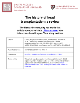 The History of Head Transplantation: a Review