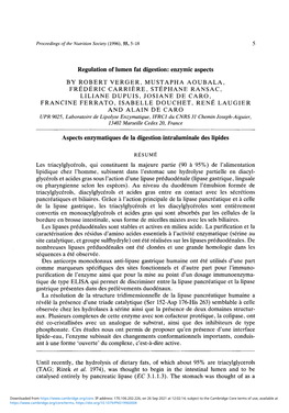 Regulation of Lumen Fat Digestion: Enzymic Aspects