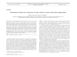 Timing of Larval Release in the Mole Crab Emerita Talpoida
