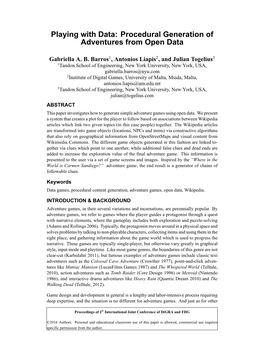 Playing with Data: Procedural Generation of Adventures from Open Data