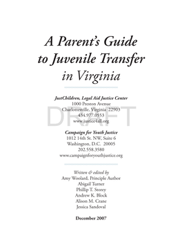 A Parent's Guide to Juvenile Transfer in Virginia