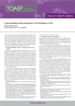 Understanding Indian Responses to the Rohingya Crisis by Devasheesh Bais Policy Brief Series No