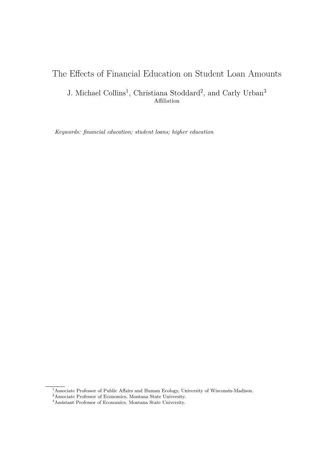 The Effects of Financial Education on Student Loan Amounts