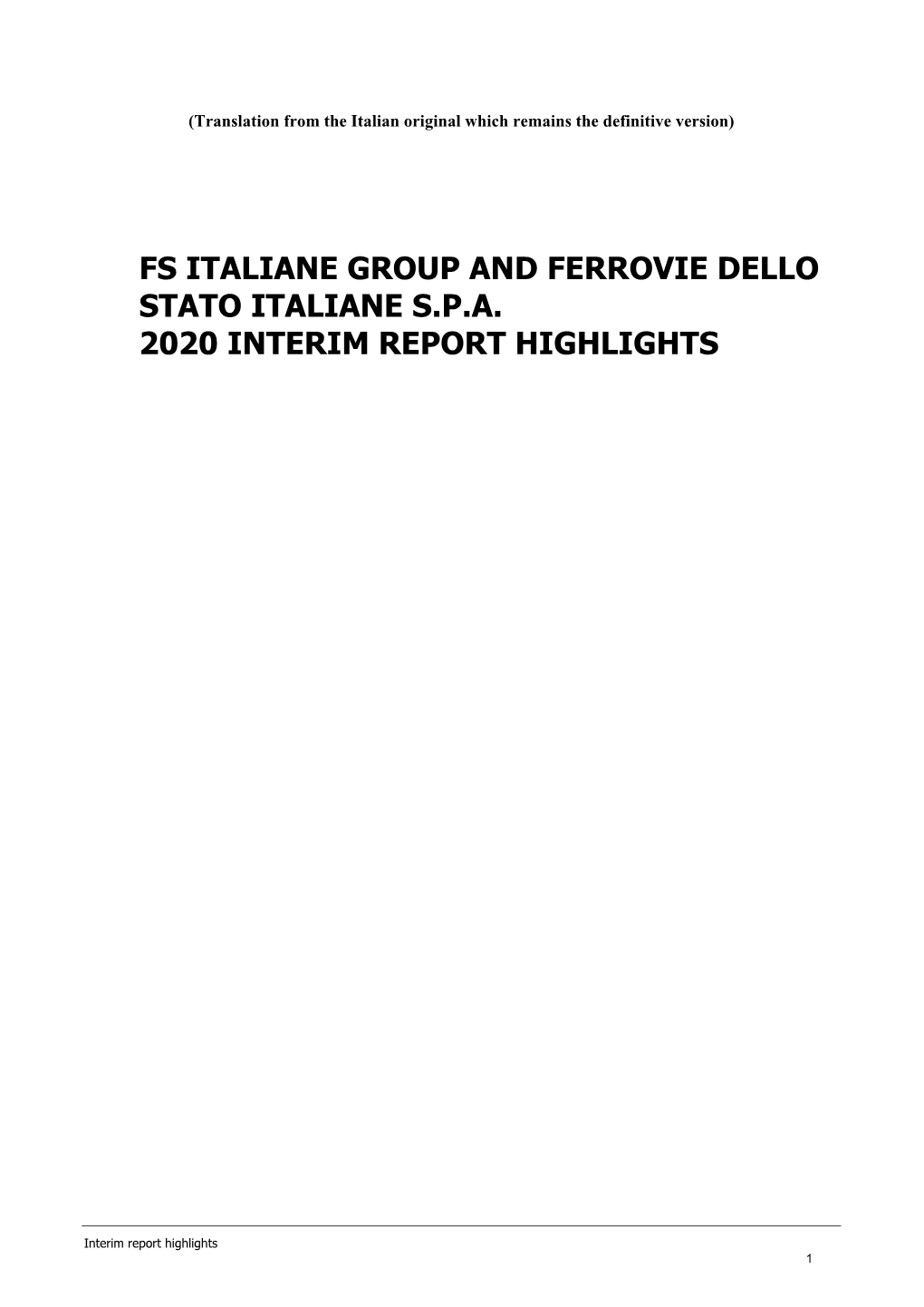 2020 Interim Report Highlights(.Pdf — 2974
