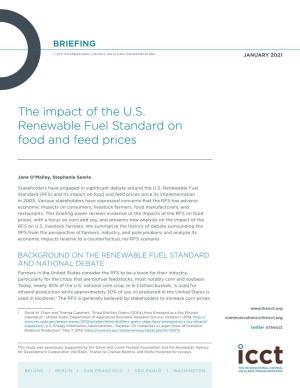 The Impact of the U.S. Renewable Fuel Standard on Food and Feed Prices