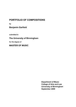 PORTFOLIO of COMPOSITIONS by Benjamin Garfield