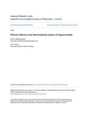Phonon Effects in the Thermoelectric Power of Impure Metals