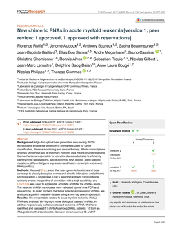 New Chimeric Rnas in Acute Myeloid Leukemia[Version 1; Peer Review: 1