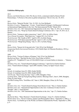 Exhibition Bibliography 2012 Boston.Com/Global Business Hub (The