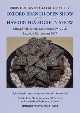 OXFORD BRANCH OPEN SHOW HAWORTHIA Society SHOW