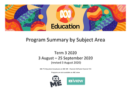 Program Summary by Subject Area