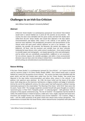 Challenges to an Irish Eco-‐Criticism