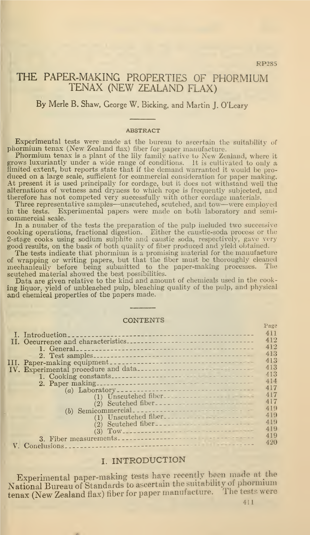 The Paper-Making Properties of Phormium Tenax (New Zealand Flax)