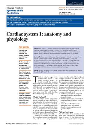Cardiac System 1: Anatomy and Physiology