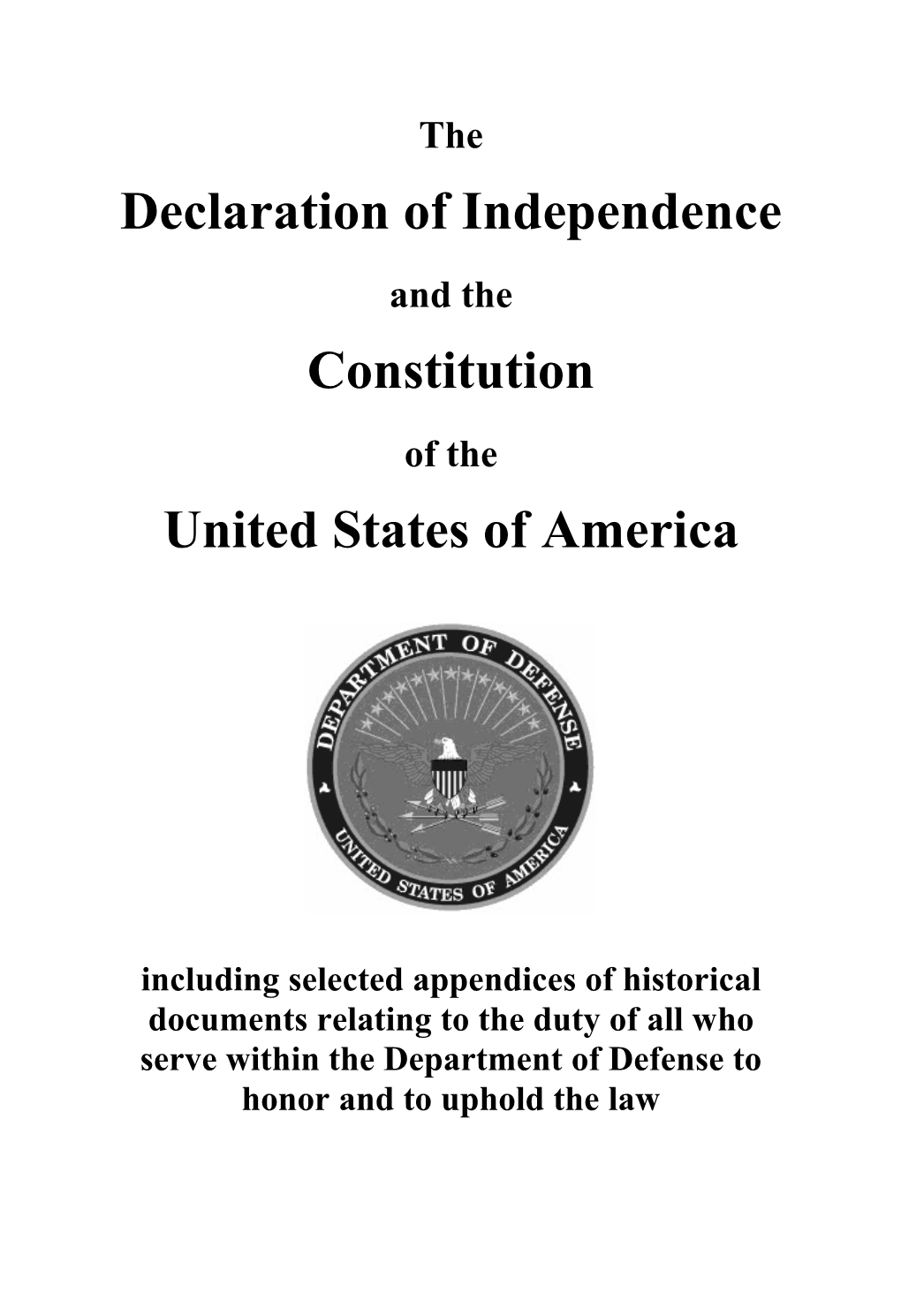 Declaration of Independence Constitution United States of America