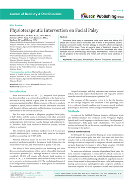 Physioterapeutic Intervertion on Facial Palsy