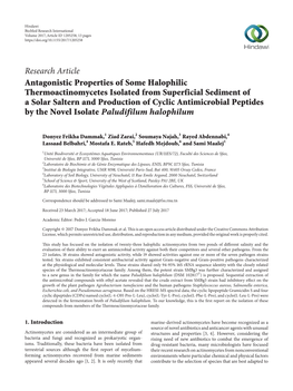 Antagonistic Properties of Some Halophilic Thermoactinomycetes