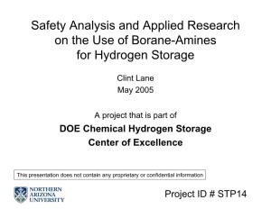 Safety Analysis and Applied Research on the Use of Borane-Amines for Hydrogen Storage