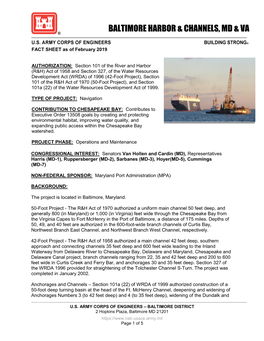 Baltimore Harbor and Channels, Maryland and Virginia, Fact Sheet