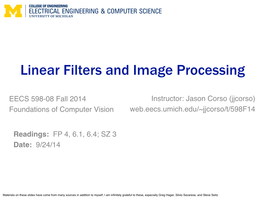 Linear Filters and Image Processing