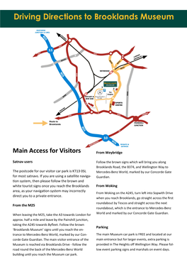 Driving Directions to Brooklands Museum