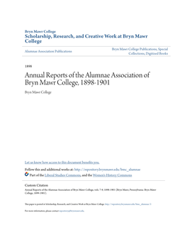 Annual Reports of the Alumnae Association of Bryn Mawr College, 1898-1901 Bryn Mawr College