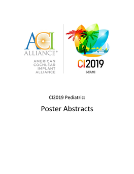 CI2019 Pediatric: Poster Abstracts CI2019 Pediatric Poster Abstracts