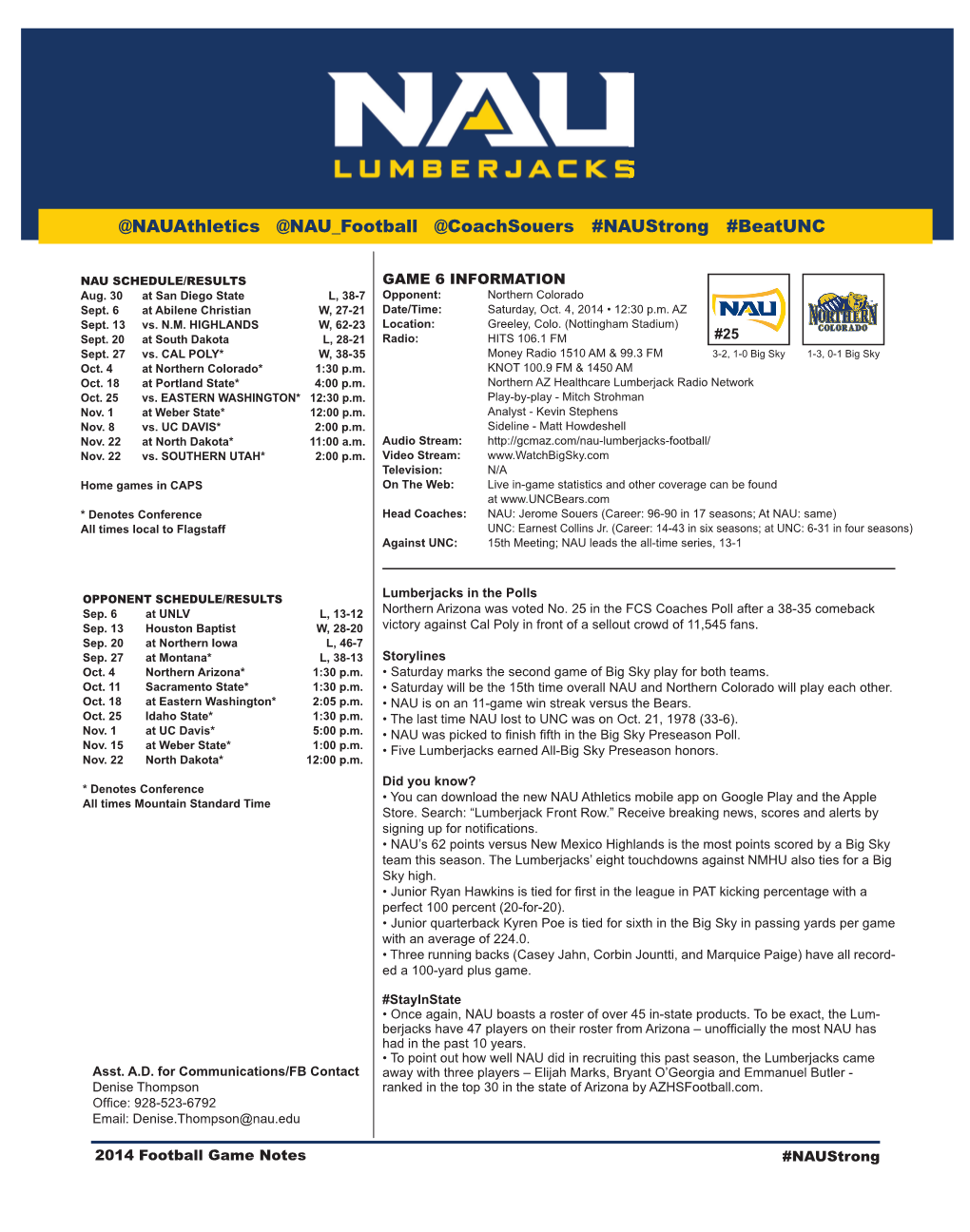 Game 6 UNC Game Notes.Indd