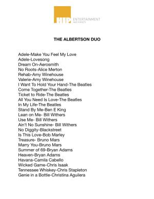 Albertson Duo Song List