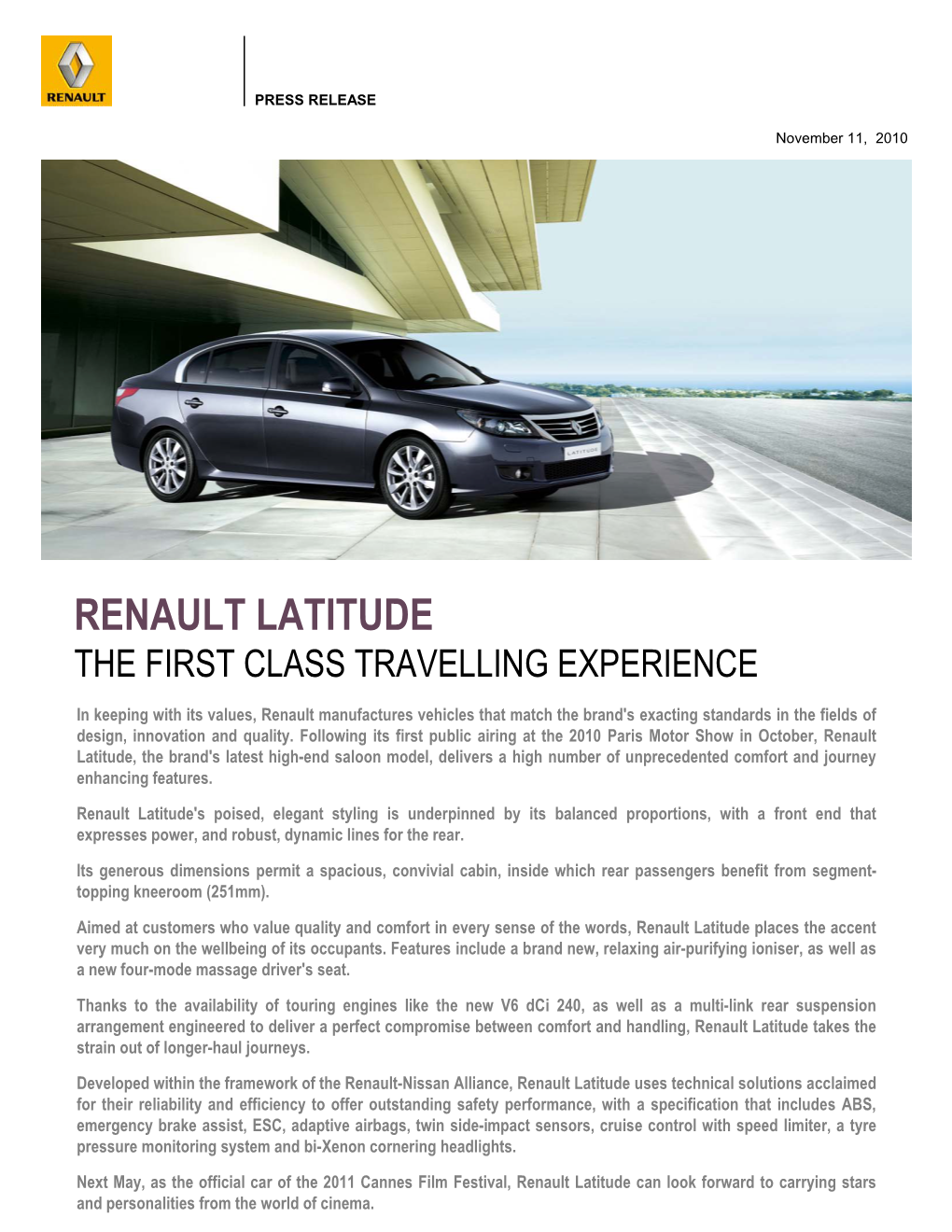 Renault Latitude the First Class Travelling Experience