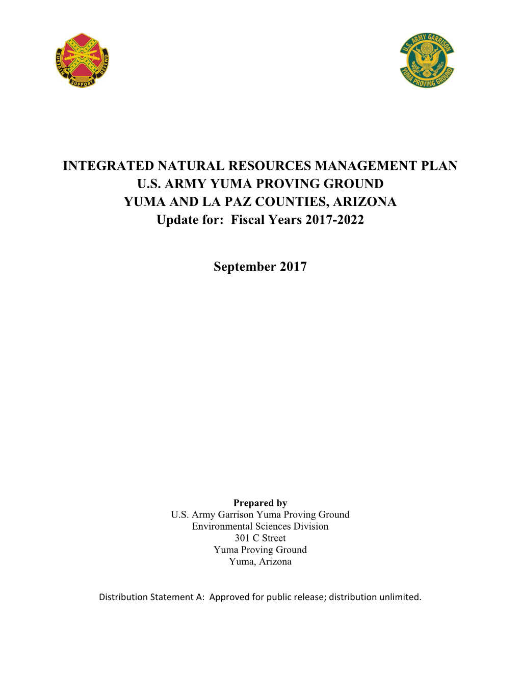 YPG Integrated Natural Resources Management Plan (INRMP) 2017