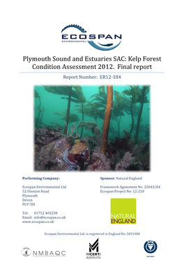 Plymouth Sound and Estuaries SAC: Kelp Forest Condition Assessment 2012