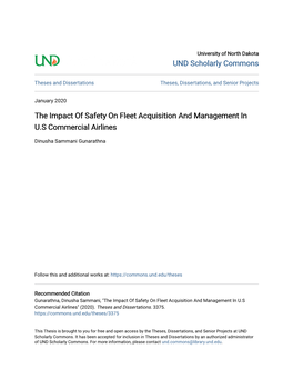 The Impact of Safety on Fleet Acquisition and Management in U.S Commercial Airlines