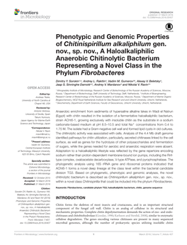 Phenotypic and Genomic Properties of Chitinispirillum Alkaliphilum Gen