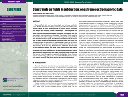 Constraints on Fluids in Subduction Zones from Electromagnetic Data Anne Pommier1 and Rob L