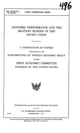 Economic Performance and the Military Burden in the Soviet Union